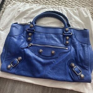 LIKE NEW Balenciaga Giant Silver Hardware Work Electric Blue